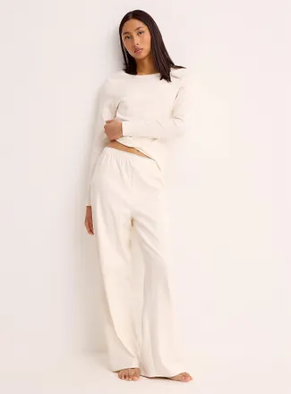 Miiyu Womens Scalloped edging pointelle knit lounge pant