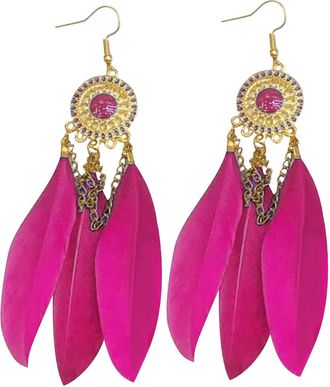 Generic Alloy Dreamcatcher Earrings Tassels Feather Ethnic Accessories Mini Hoop for Women (A, One Size)
