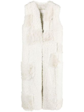 Chlo&eacute; patchwork shearling gilet - White
