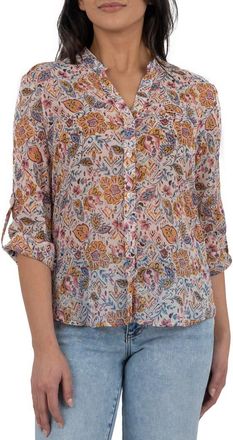 Kut from the Kloth Jasmine Chiffon Button-Up Shirt in Fleur De Jardin at Nordstrom, Size Small
