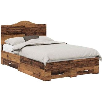 vidaXL Bed Frame with Headboard Old Wood 120 x 190 cm Engineered Wood vidaXL