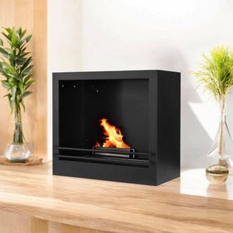 Dmora Chimenea De Bioetanol Teguci, Chimenea Ecol&oacute;gica, Hogar Sin Humo, Calefactor De Etanol, Made In Italy, 58x28 H52 Cm, Negro - Dmora