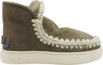 Mou Schoenen, Dames, Groen, 40 EU, Su&egrave;de, Glitter Logo Sneaker Laarzen Shearling