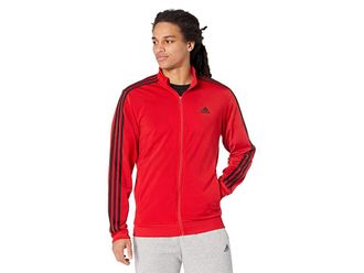 adidas Essentials 3-Stripes Tricot Track Jacket Mens Coat Scarlet/Black : MD Tall, Polyester/Tricot