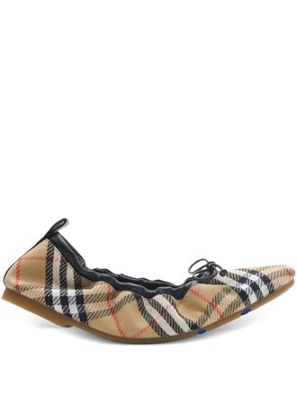 Burberry check bow ballerinas - women - Polyester/Cotton/Lambskin/Lambskin/Goat Skin/Thermoplastic Polyurethane (TPU) - 40.5 - Neutrals