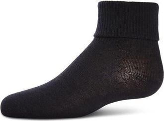 MeMoi Ribbed Triple-Roll-Cuff Ankle Sock in Black at Nordstrom, Size 6-12M