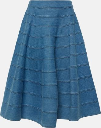 Altuzarra Grace paneled denim midi skirt
