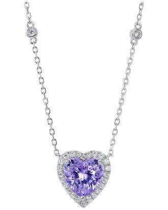 Savvy Cie Jewels Silver Cz Heart Pendant Necklace