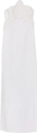 Genny Witte Orchidee Lange Jurk - Dames - Maxi kleedjes - Wit - XS - Polyester - Kleedjes