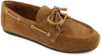Marc Joseph New York Grove Street Slip On Leather Tiebow Loafer in Cognac Suede at Nordstrom, Size 12