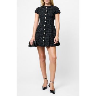 French Connection Speckled Tweed Minidress in Black-White at Nordstrom Rack, Size 10