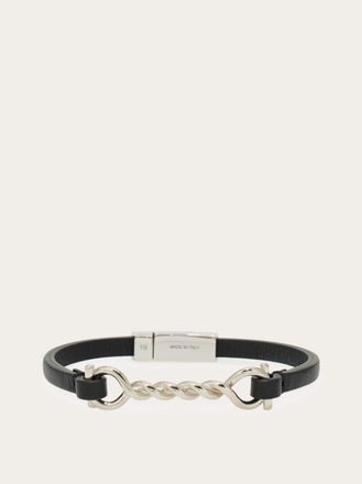 Ferragamo Men Gancini leather bracelet (18cm) Black