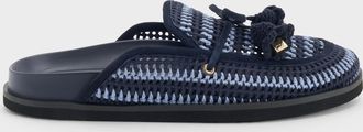 Charles & Keith Crochet & Suede Flower Mules