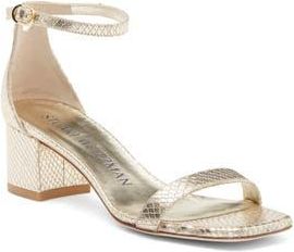 Stuart Weitzman Simple Curve Block Heel Sandal in Platino at Nordstrom Rack, Size 7.5