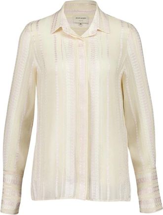 Zeus + Dione Zijden Gestructureerde Roomshirt - Dames - Overhemden - Beige - XS - Overhemden