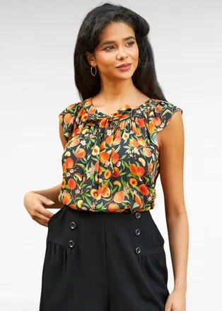 ModCloth Sweet as Can Be Ruffle Top in Just Peachy at Nordstrom, Size X-Large