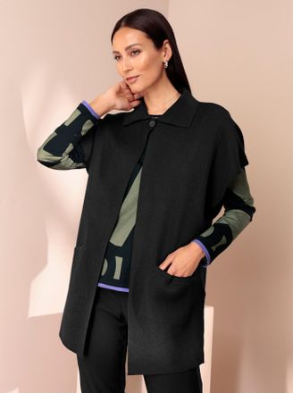 Heine Poncho HEINE, Damen, Gr. 32/34, schwarz, 50% Viskose, 28% Polyester, 22% Polyamid, unifarben, Jacken Poncho