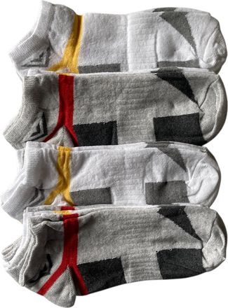Generic Mens Low Cut Cotton Rich Sports Trainer Socks, 12 Pairs, Size 6-11, White with Grey Accents