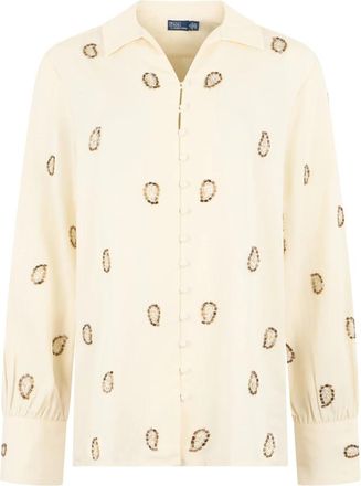Polo Ralph Lauren Blouse met kralen - Dames - Overhemden - Beige - S - Overhemden
