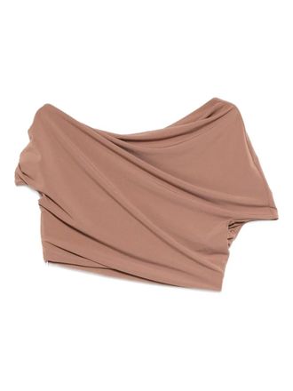 Paris Georgia Ida draped short-sleeve top - Neutrals