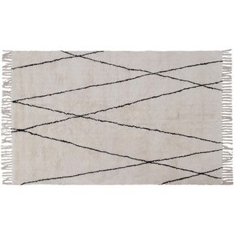 Miliboo Miliboo - Alfombra Bereber Con Flecos De Algod&oacute;n De Color Crudo 160 &times; 230 Cm Hodna