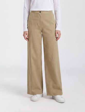 Forte_Forte Pantaloni wide leg in cotone a vita alta con vita elasticizzata
