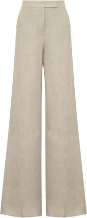 Max Mara Broeken, Dames, Beige, 2Xs, Leer, Sequoia Linen Wide Leg Broeken