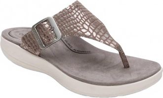 Aetrex Womens Donna Adjustable Thong Sandal In Pewter Metallic