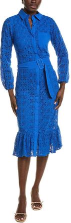 T Tahari Button Down Lace Midi Dress