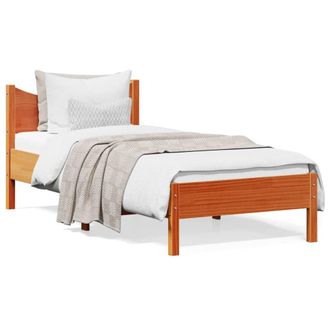 Berkfield Home Bed Frame Frame Wax Brown 75x190 cm Small Single Solid Wood Pine