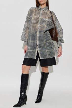 Coperni Plaid Pattern Shirt, Womens, Grey