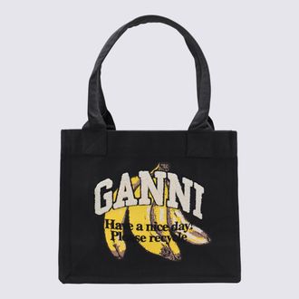 Ganni Black Cotton Totes