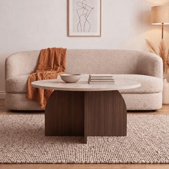 Calicosy Mesa de centro con tablero redondo d80 cm - beige