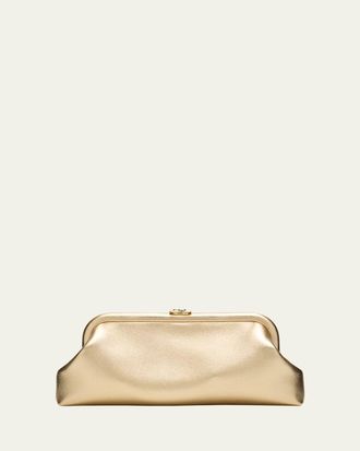 Jimmy Choo London Skylar Frame Metallic Leather Clutch Bag