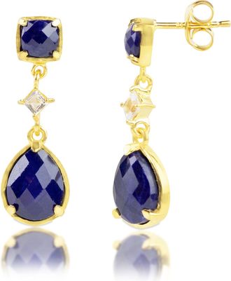 MAX + STONE 18k Gold Over Sterling Silver 7.5 CT. TW 3 Stone Gemstone Dangle Earrings
