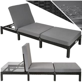 Chaise Longue De Jardin Tectake En Résine Tressée - Dossier Réglable 6 Positions - Appuie-tête Inclus - 120kg Charge