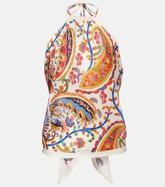 Etro Printed silk tank top