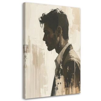 Feeby Cuadro Sobre Lienzo Retrato Masculino En Tonos Beige 70x100