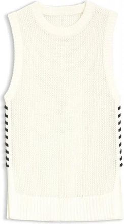 HUGO BOSS Katoenen top met meshstructuur - Dames - Ronde hals truien - Beige - M - Katoen - Truien & Vesten
