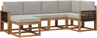 vidaXL Conjunto De Sof&aacute;s De Exterior 6 Uds. Natural Y Gris Claro Vidaxl