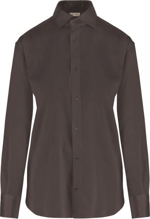 Her Shirt Stretch Zijde Blouse - Dames - Overhemden - Bruin - L - Spandex - Overhemden