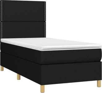 vidaXL Cama Box Spring Colch&oacute;n Y Luces Led Tela Negro 80x200 Cm Vidaxl