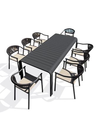 DCB Garden Hanoi - Conjunto De Comedor De Jard&iacute;n Para 8 Personas De Aluminio Antracita - Dcb Garden