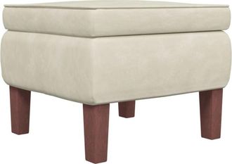 vidaXL Taburete con patas de madera terciopelo crema Vidaxl