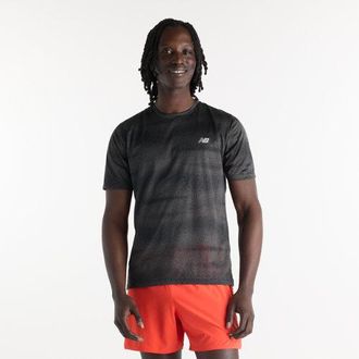 New Balance Uomo RC Essential Printed T-Shirt in Nero/Grigio, Maglia di Poliestere, Taglia 2XL