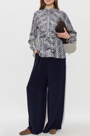 Max Mara Silk Shirt Marte, Womens, Navy Blue