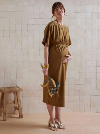 Vertbaudet Robe longue de grossesse en jersey lourd coton bio* olive