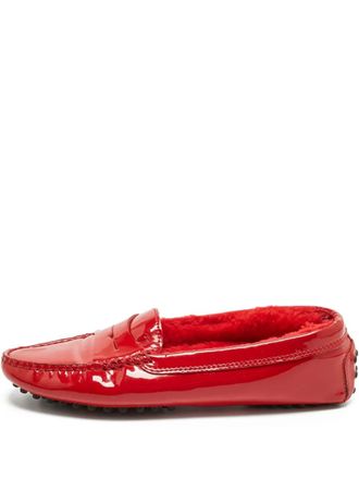 Tod's x Ferrari patent-leather loafers - Red