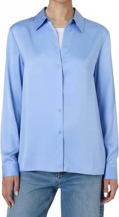 French Connection Ennis Satin Shirt In Dusted Blue