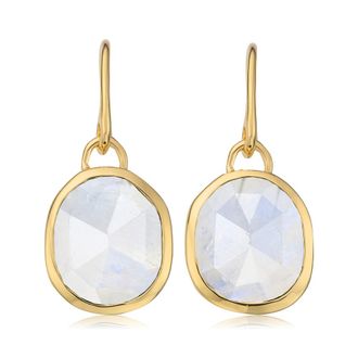 Monica Vinader Gold Siren Gemstone Wire Earrings Moonstone